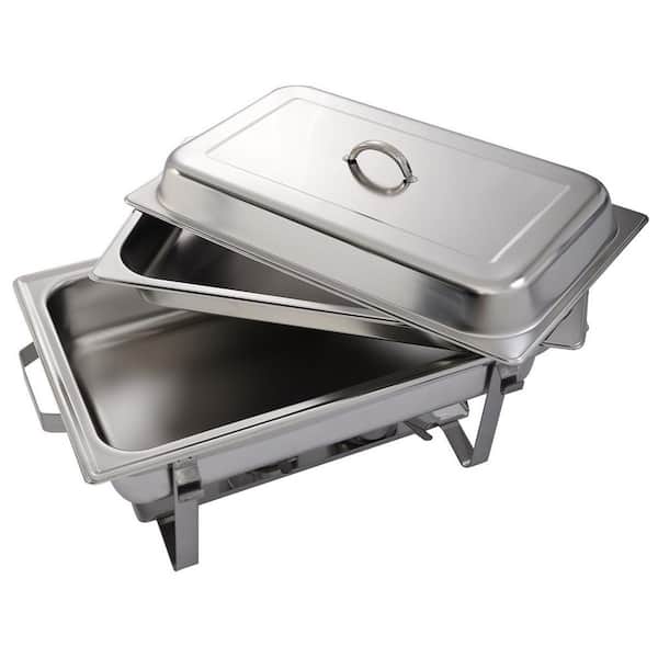 H/ 6 qt. Oval 23 Size Stainless Steel Chrome Accent Chafer Chafing Dish Food Warmer Buffet Set Servers and Warmers for Parties Dishes Warmers, Silver