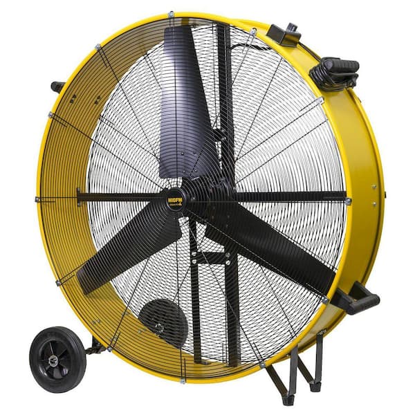 HICFM 42 in. Yellow Industrial Drum Fan, 28000 CFM, 2-Speed, Heavy Duty Metal Floor Fan for Commercial and Warehouse Use