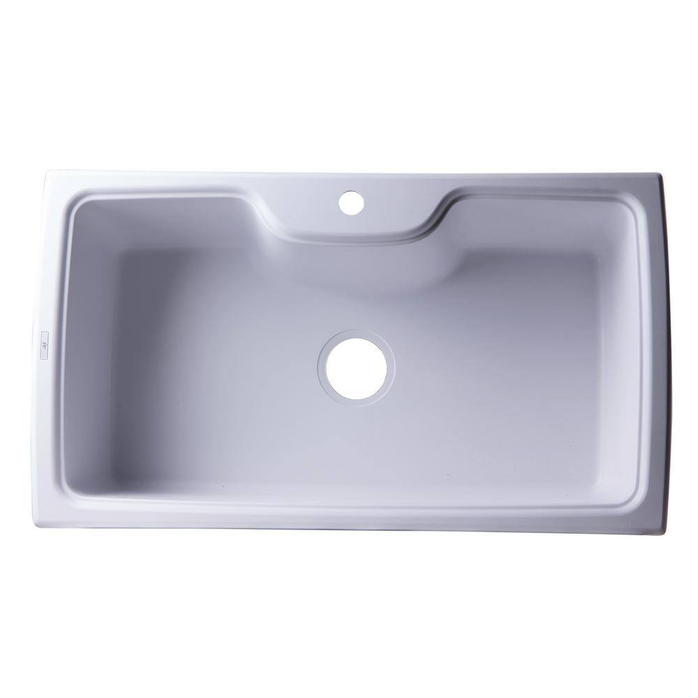 White 35'' Drop-In Single Bowl Granite Kitchen Sink