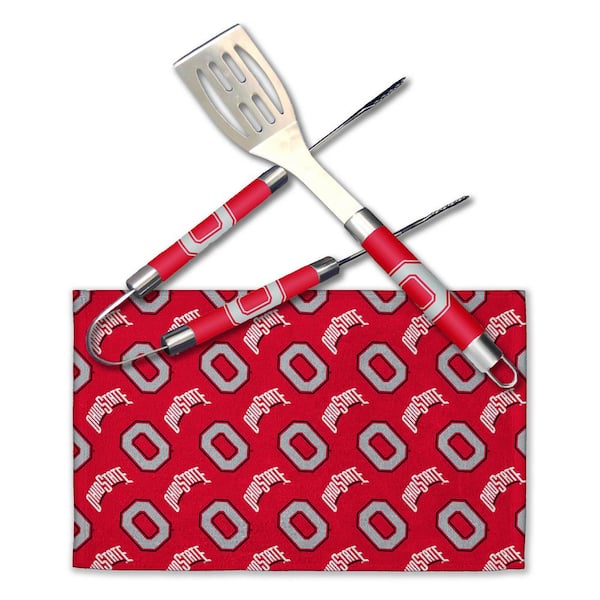 NCAA Ohio State Stainless Steel BBQ Grilling Utensil Set Outdoor Kitchen Accessories