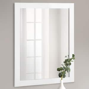 24 in. W x 30 in. H Framed Rectangular Bathroom Vanity Mirror in Semi-Gloss White