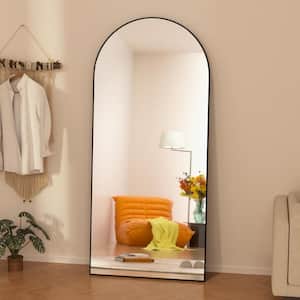 24 in. W x 71 in. H Oversized Arched Full Length Mirror Wood Framed Black Wall Mounted/Standing Mirror Floor Mirror