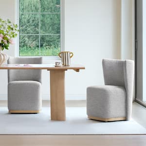 Lysandra Gray Fabric Modern Dining Chairs with Casters Base and Solid Wood Frame for Kitchen and Dining Room (Set of 2)