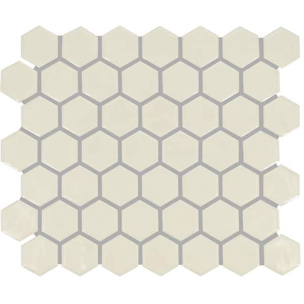 Artezen Nordic Sand 12 in. x 10 in. Glossy Ceramic Hexagon Mosaic Wall Tile (9.72 sq. ft. /case)
