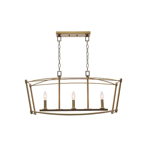 Titan Lighting Display Only-3-Light Brushed Gold Linear Chandelier