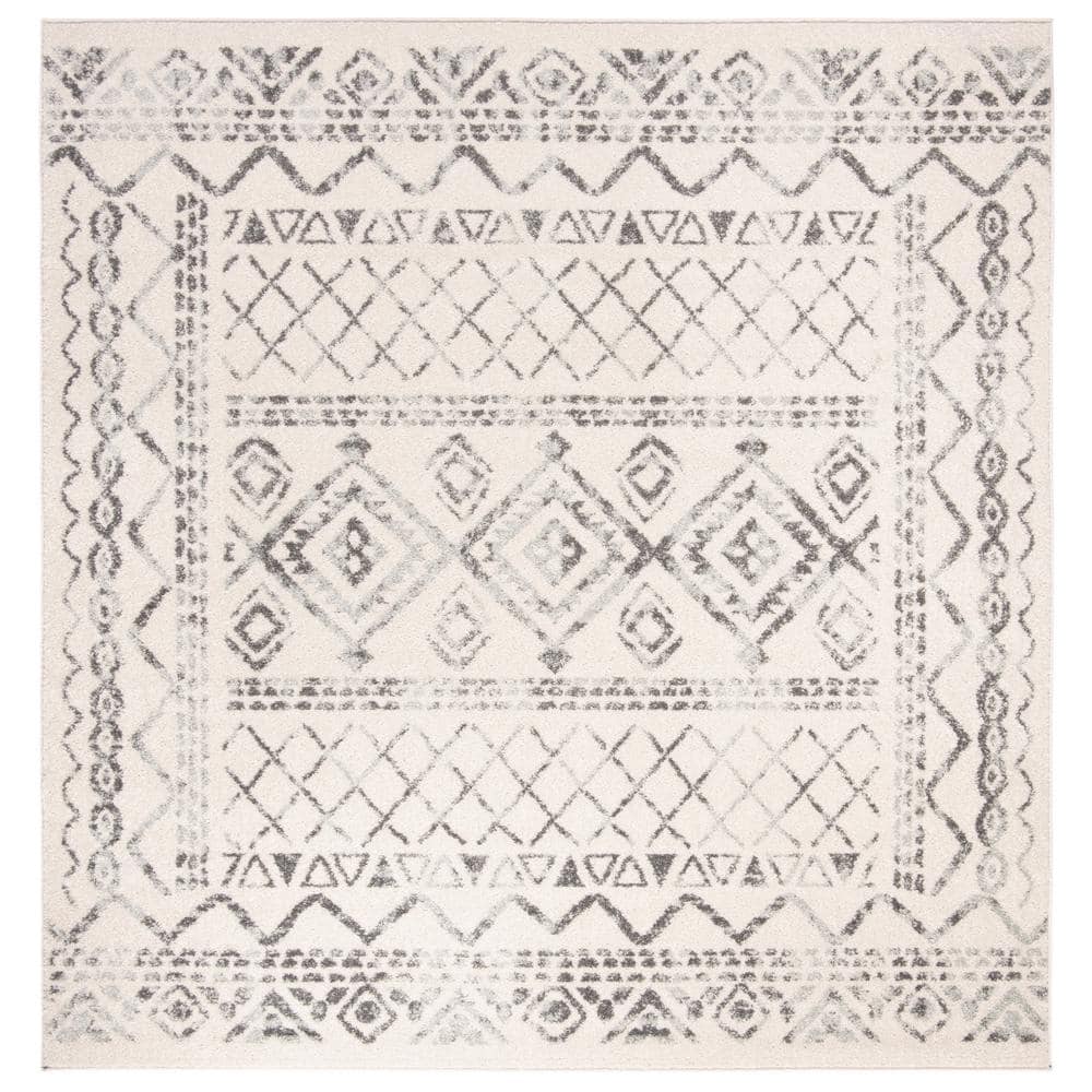 Tulum Ivory/Gray Doormat 3 ft. x 3 ft. Square Tribal Distressed Border Area Rug price history on PriceWatchPro