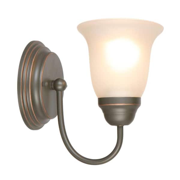 Hampton Bay 1-Light Oil Rubbed Bronze Sconce with Tea Stained Glass Shade