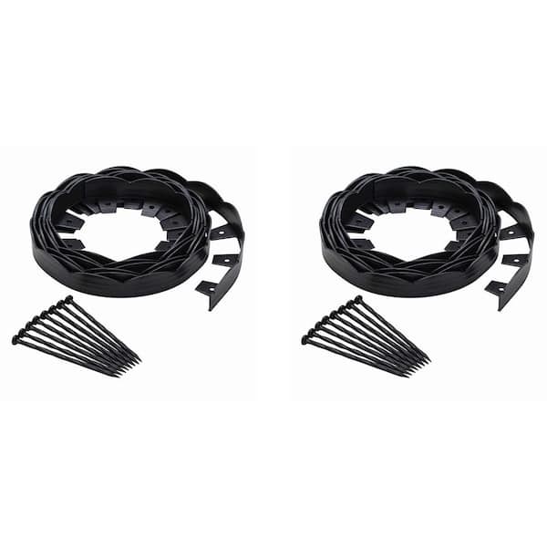 20 ft. x 2.25 in. Black Scalloped Polyethylene No Dig Edging (2-Pack)