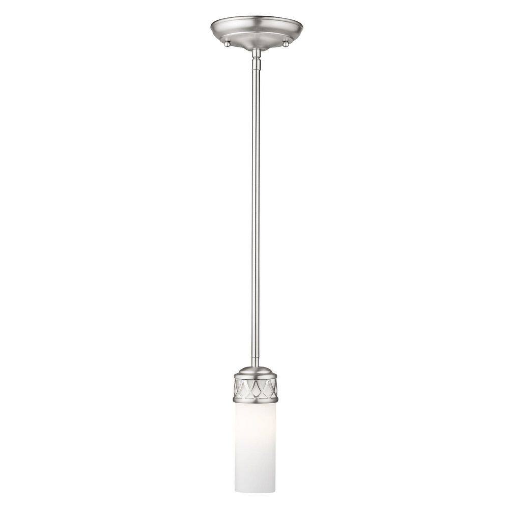 Elegant Brushed Nickel Mini Pendant with Satin White Glass Shade
