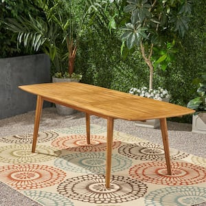 Stamford Teak Brown Rectangular Acacia Wood Expandable Outdoor Dining Table