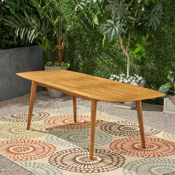 Stamford Teak Brown Rectangular Acacia Wood Expandable Outdoor Patio Dining Table