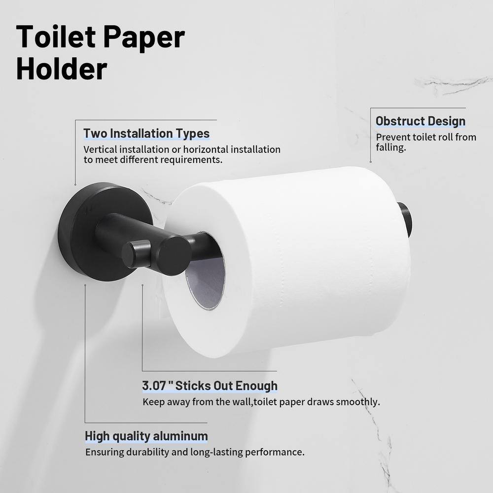 Matte Black 3-Piece Metal Bathroom Hardware Set