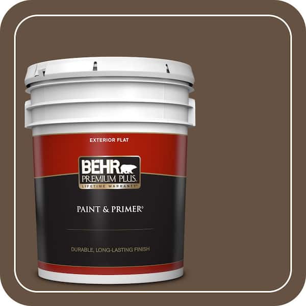 BEHR PREMIUM PLUS 5 gal. #ECC-20-3 Hickory Grove Flat Exterior Paint & Primer