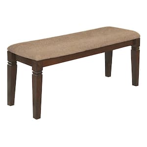 44 in. Dark Brown Backless Bedroom Bench with Fabric Seat and Wooden Frame