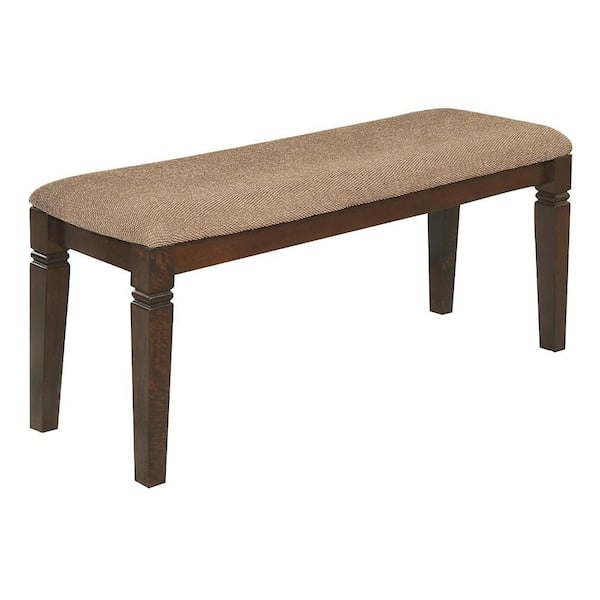 Benjara 44 in. Dark Brown Backless Bedroom Bench with Fabric Seat and Wooden Frame
