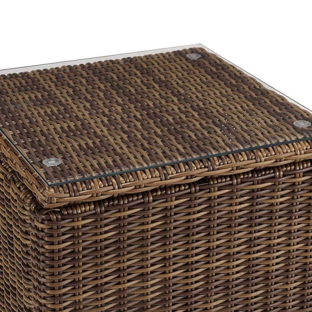 Bradenton Brown Wicker and Glass Outdoor Side Table