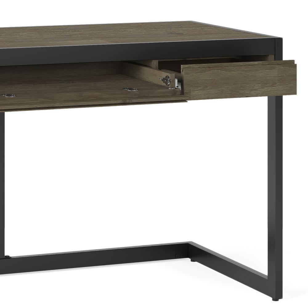 Erina 60" Distressed Grey Acacia Wood Desk with Metal Frame