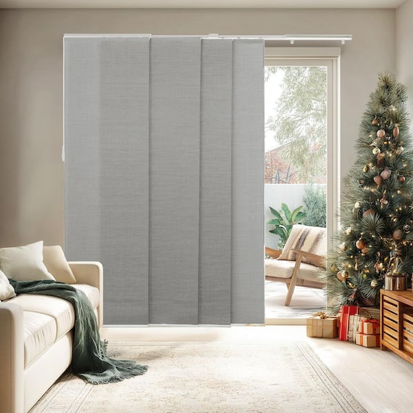 Woven Cut-to-Size Gray Light Filtering Adjustable Sliding Panel Track Blind w/ 23 in Slats Up to 86 in. W X 96 in. L