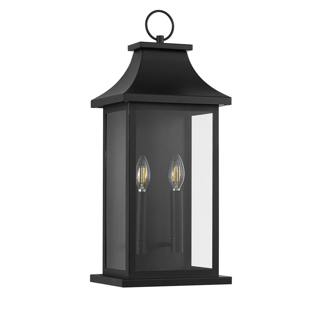 22 in. Tall 2-Light Black Outdoor Hardwired Wall Lantern Scone Exterior Wall Light Fixture, No Bulbs Included (1-Pack) price history on PriceWatchPro