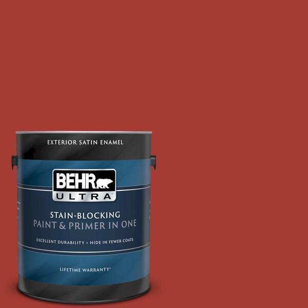 BEHR ULTRA 1 gal. #UL110-16 Bijou Red Satin Enamel Exterior Paint and Primer in One