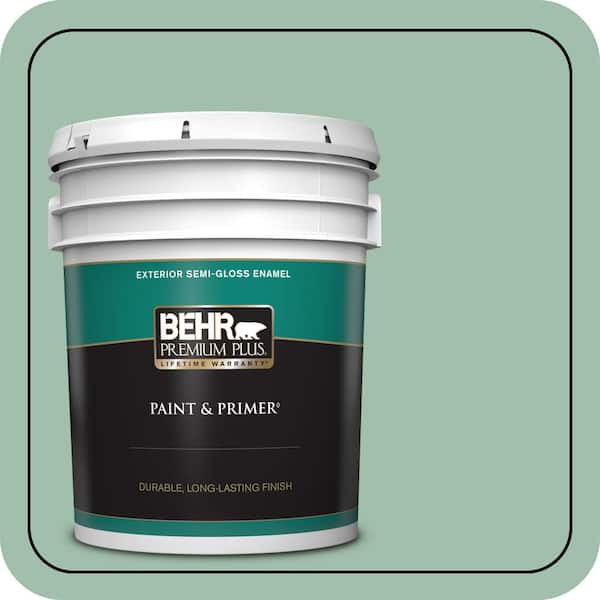 BEHR PREMIUM PLUS 5 gal. #MQ6-13 Spring Reflection Semi-Gloss Enamel Exterior Paint & Primer