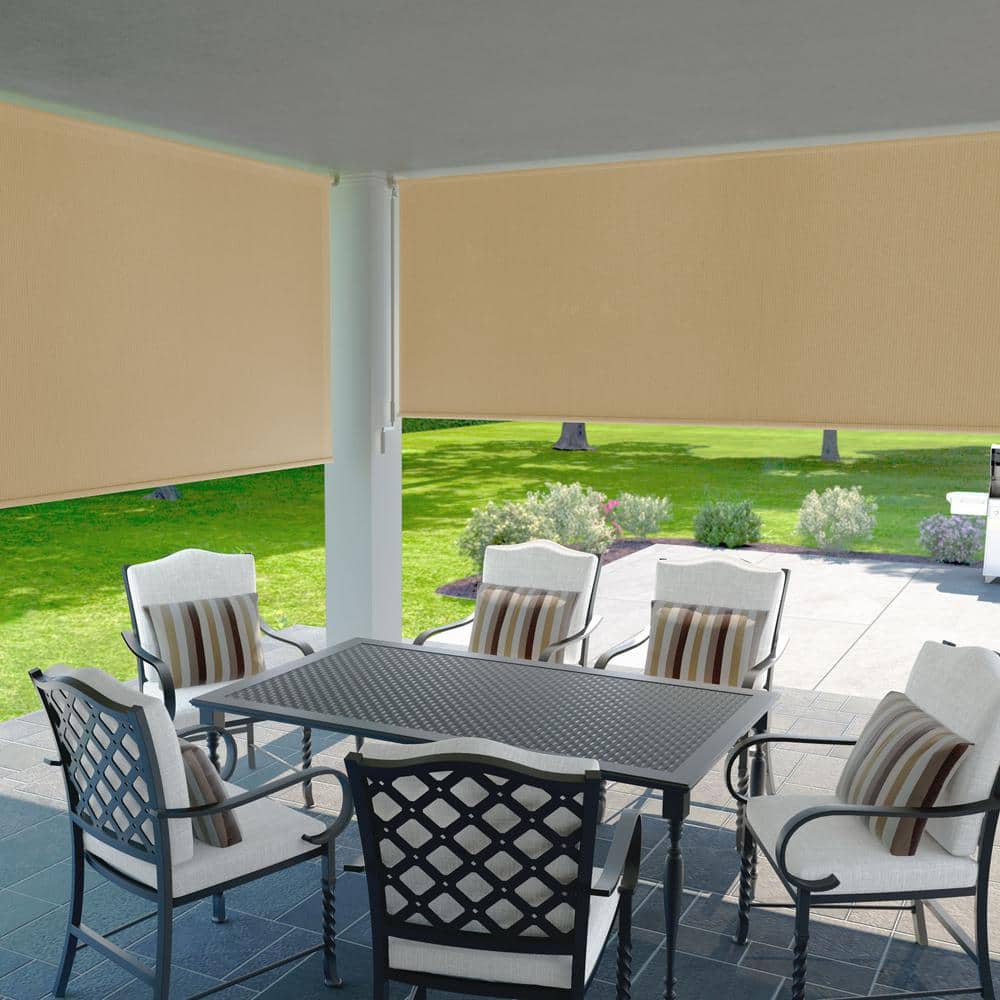 Coolaroo Beige Cordless Outdoor Roller Shade with UV Block