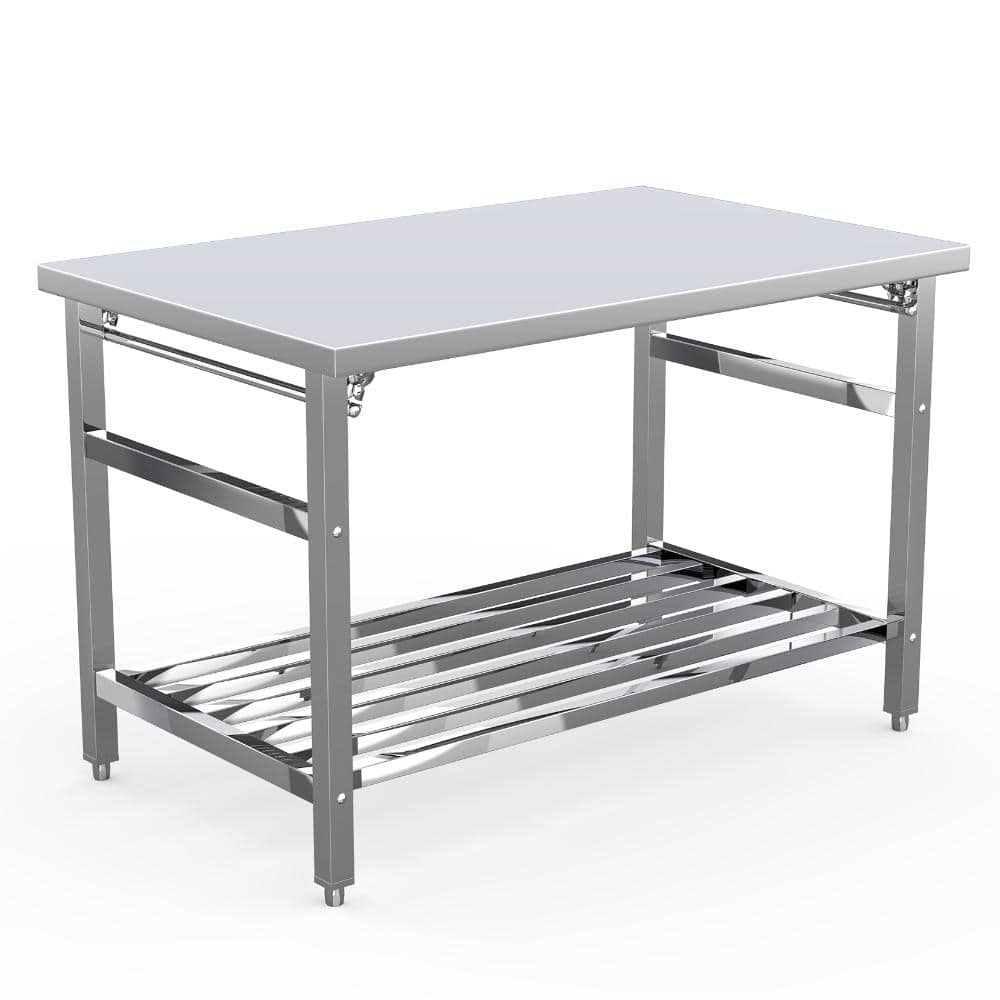 Heavy Duty NSF Stainless Steel Folding Work Table, 48x30 Inch - Adjustable Undershelf - Galvanized Legs for Restaurant price history on PriceWatchPro