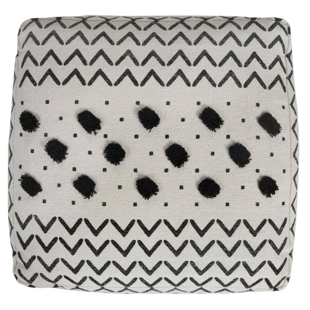 Amelia White Cotton Square Cube Ottoman