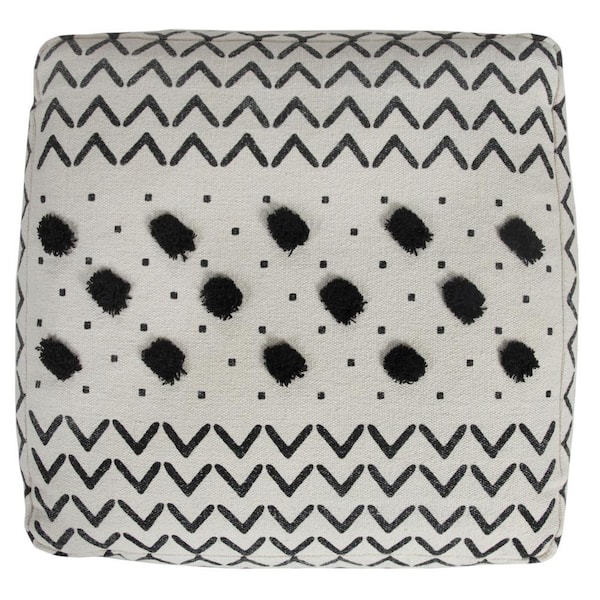 HomeRoots Amelia White Cotton Square Cube Ottoman