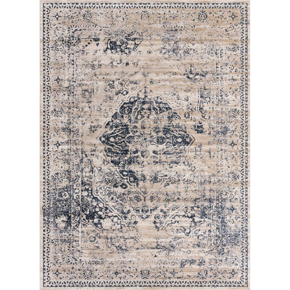 Reversible Easy-Care Blue Spot 9' x 12' Area Rug
