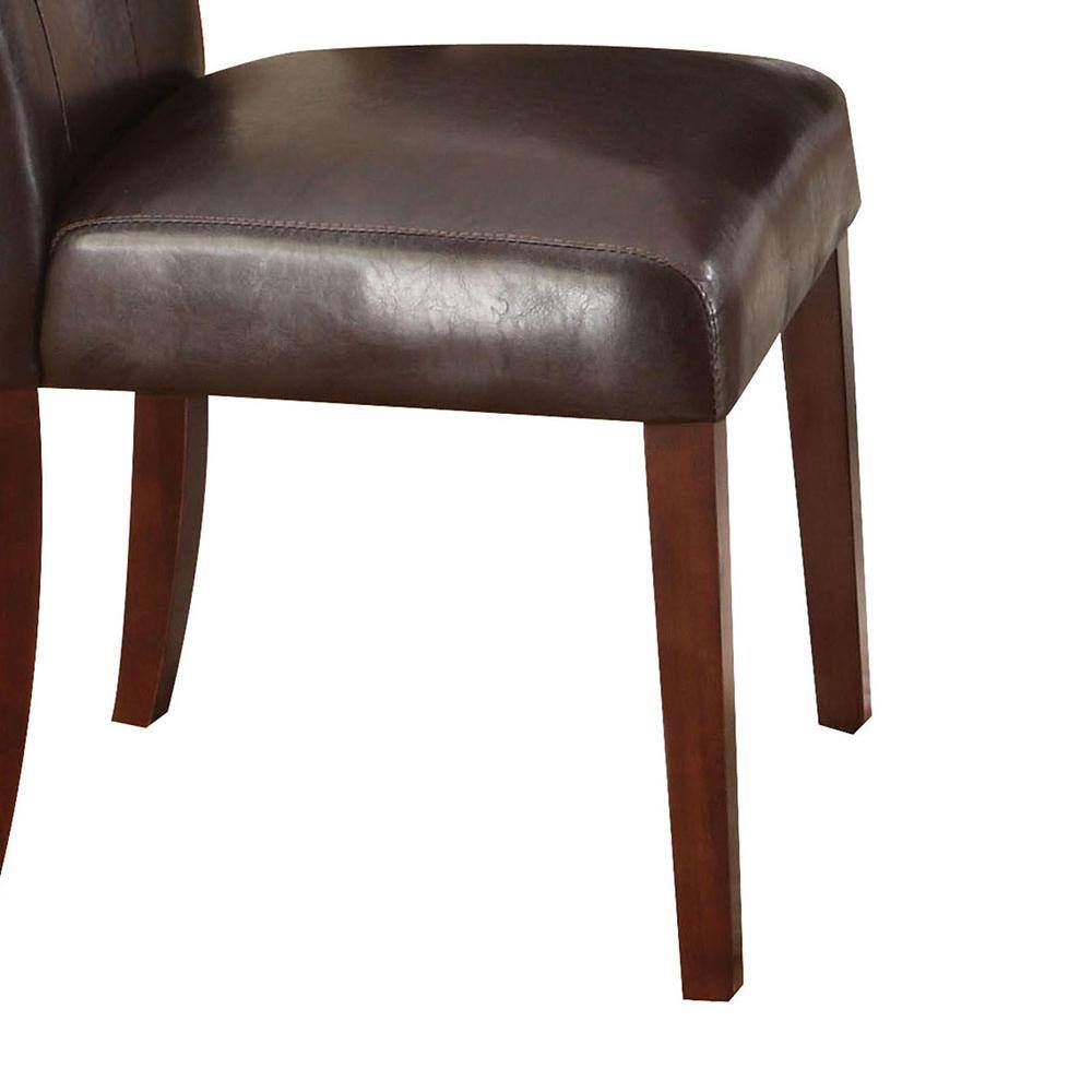 Set of 2 Brown Faux Leather Parsons Dining Chairs