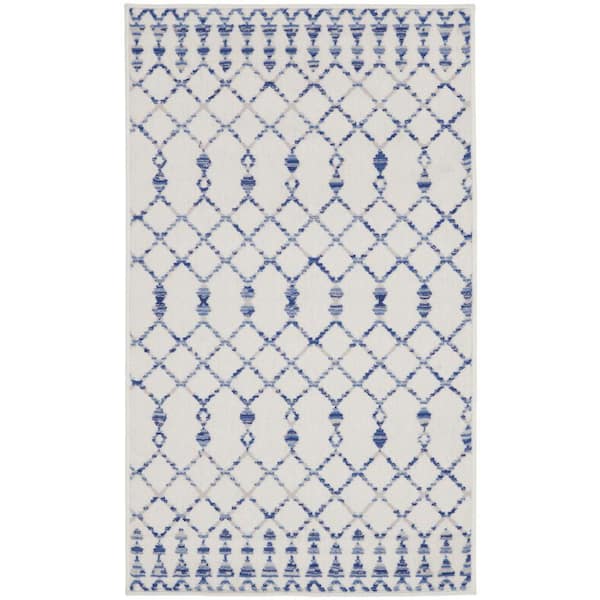 Whimsicle Ivory 3 ft. x 5 ft. Geometric Bohemian Kitchen Area Rug