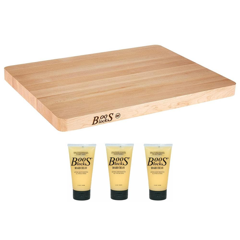 JOHN BOOS 18 in. x 12 in. Rectangular Maple Wood Edge Grain Cutting Board with Moisturizing