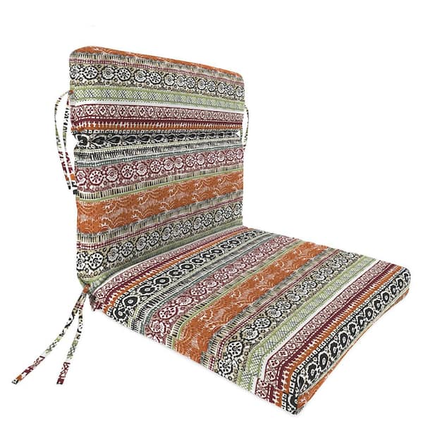 20 in. x 44 in. Universal Outdoor High Back Dining Chair Cushion in Horizontal Tribal Stripe