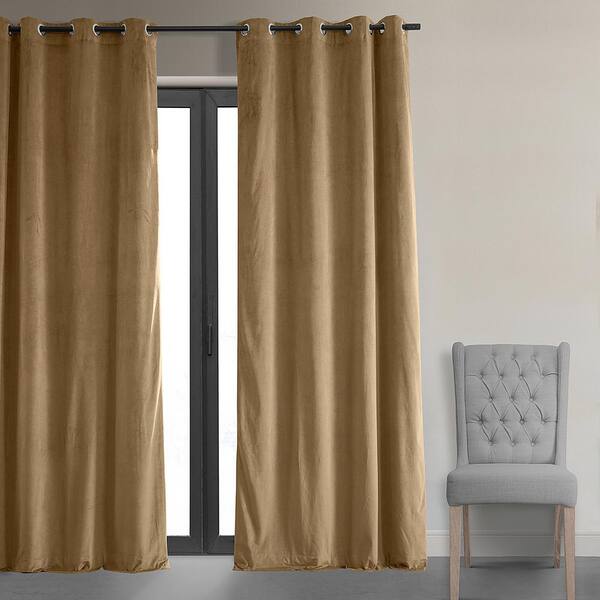 52 x 96 inch Velvet Curtains with Grommets Gold - 2 Panels