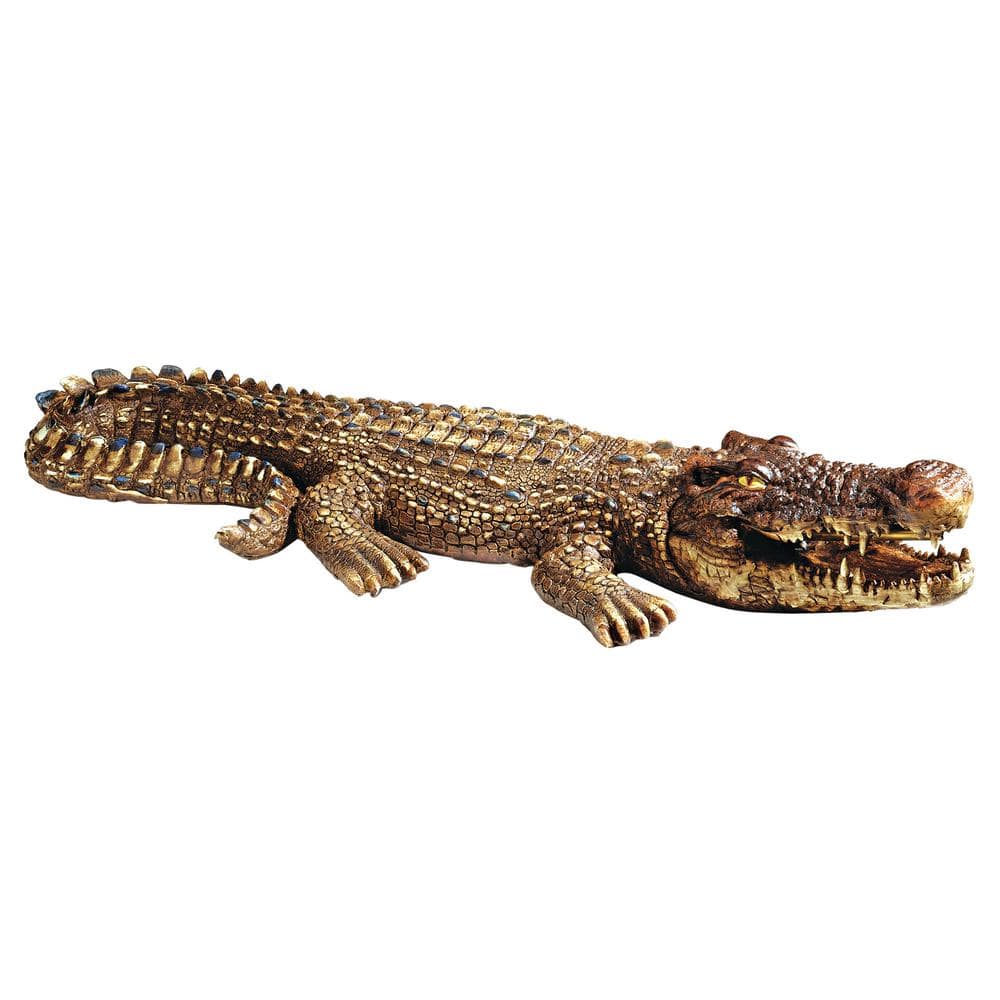 Design Toscano Crotchety Crocodile Stone Bonded Resin Piped Spitting Statue Eu52048 The Home Depot