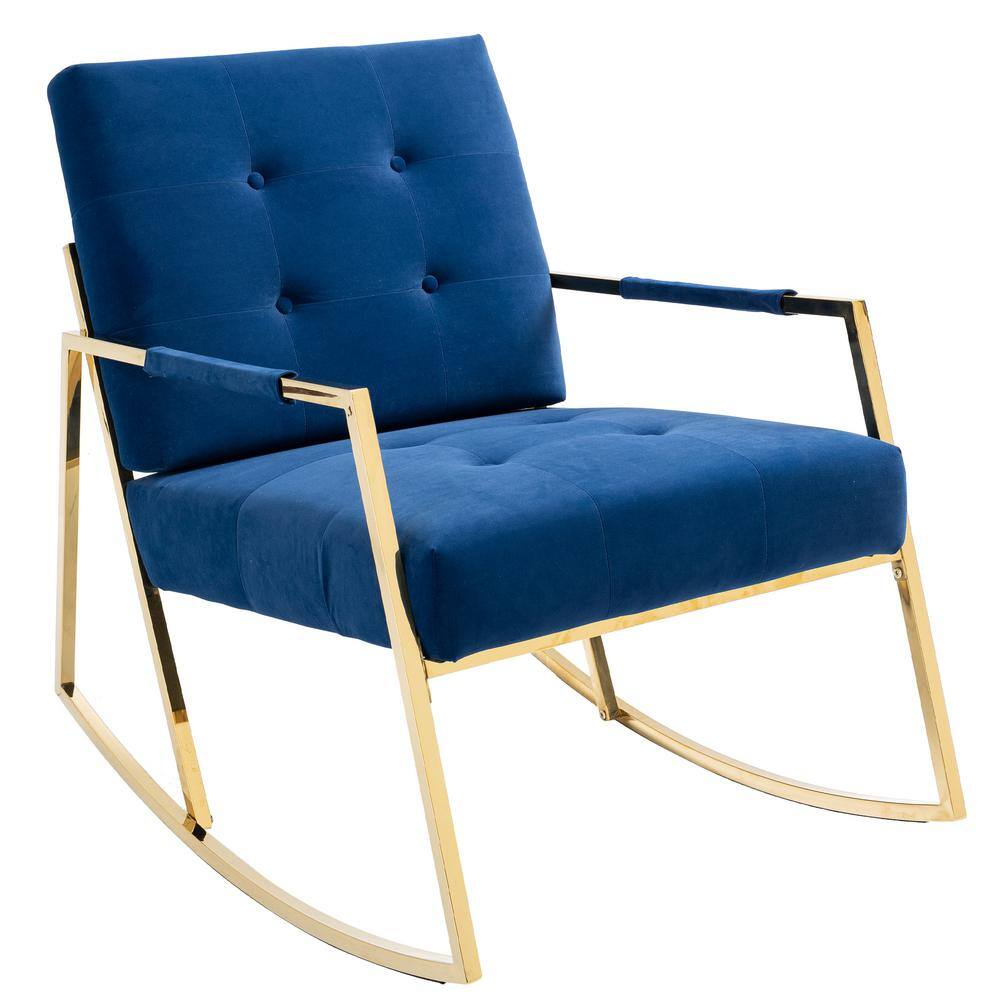 HOMEFUN Modern Navy Blue Velvet Comfortable Relax Rocking Arm Chair