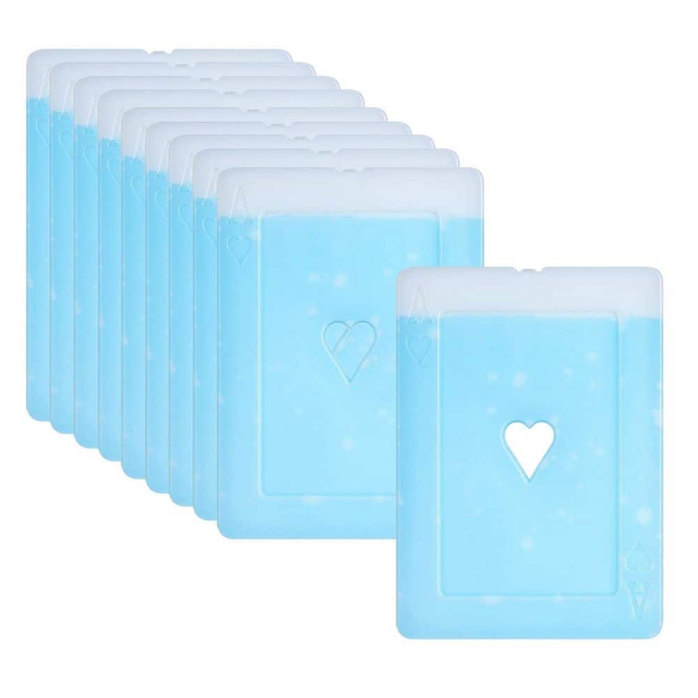 10-Pack Ice Packs for Lunch Box, Slim Long Lasting Cool Packs for Cooler, Freezer Ice Packs, Poker Heart Design