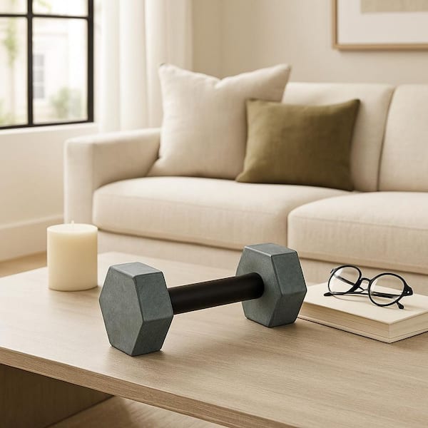 Liv & Skye Green 8 in. x 4 in. Marble Dumbbell Geometric Sculpture