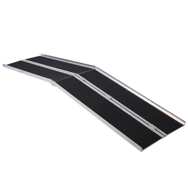 8ft Portable Aluminium Wheel Chair Ramp Threhold Ramp, Two Separate Pieces 600lbs.Capacity for Home, Steps, Stairs