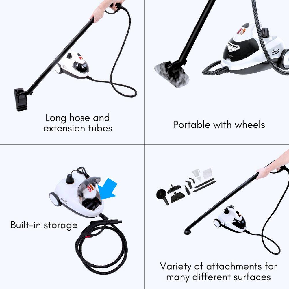 1800W White Multi-Purpose Steam Cleaner with Attachments