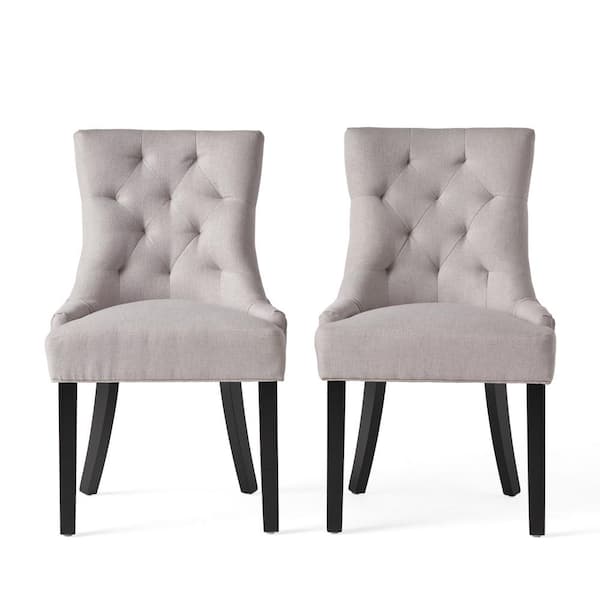 Noble House Hayden Light Grey Upholstered Dining Chairs (Set of 2)
