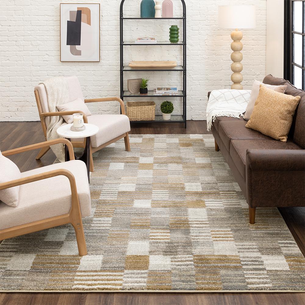 Pernette Gray/Beige 9 ft. 10 in. x 12 ft. 9 in. Geometric Area Rug