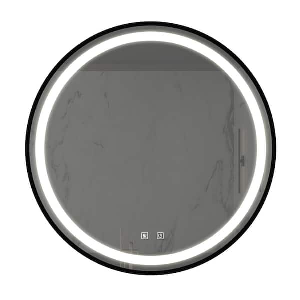 Anky 24 in. W x 24 in. H Round Framed Wall Mounted LED Bathroom Vanity Mirror