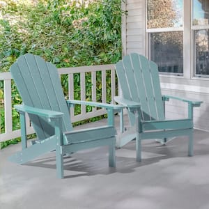 Turquoise HIPS Plastic Weather Resistant Adirondack Chair for Outdoors (2-Pack)