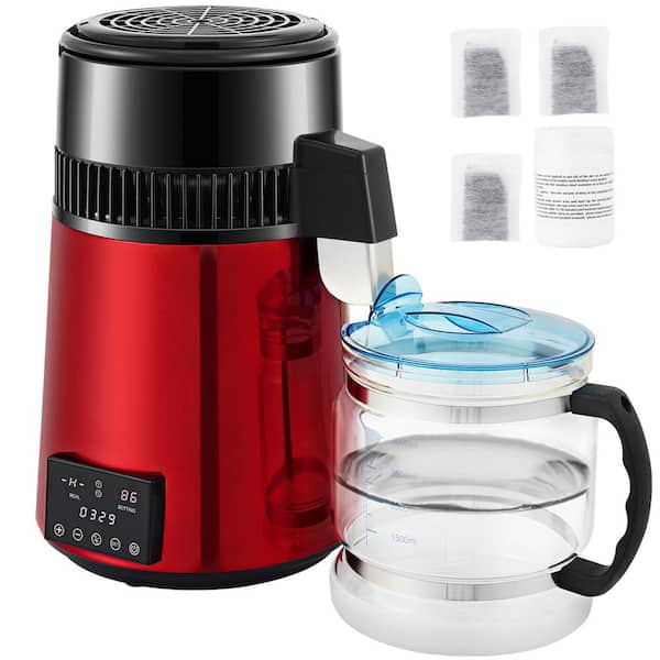 1.1 Gal./17 Cups Water Distiller, 0.3 Gal. /H 750W Stainless Steel Countertop with Dual Temp Display Red Electric Kettle
