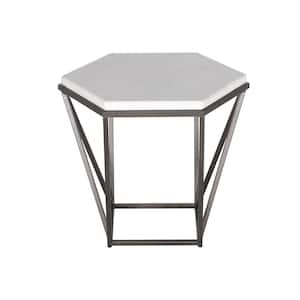 Corvus 24 in. White Marble Top End Table