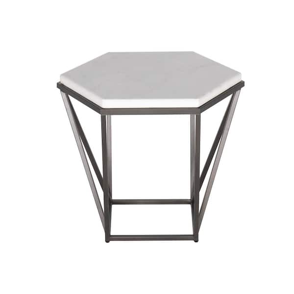 Steve Silver Corvus 24 in. White Marble Top End Table