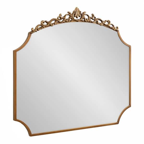 Kate and Laurel Aren dahl 36.00 in. W x 32.00 in. H Gold Scalloped Traditional Framed Decorative Wall Mirror