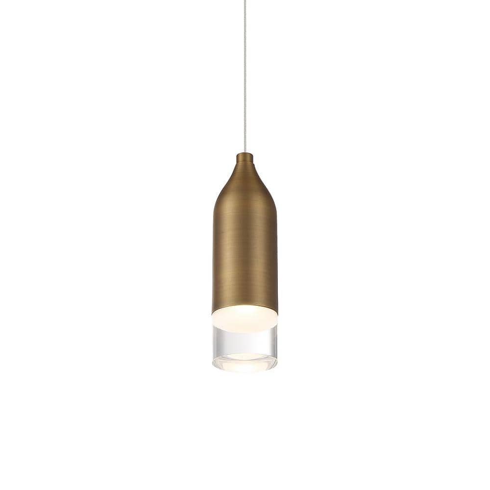 Aged Brass Mini LED Pendant Light with Glass Shade